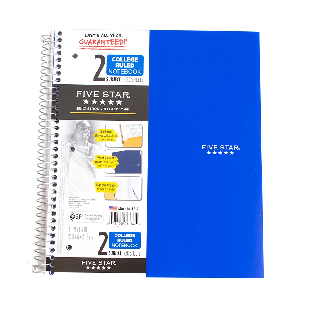 Mead, Five Star, 2-Subject, Spiral, Notebook